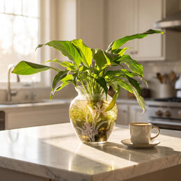 Peace Lily in a Clear Glass Bowl