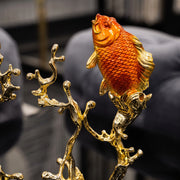 Blue and Gold Koi Fish Decorative Sculptures