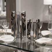 Modern Silver Abstract Fluted Vases
