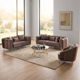 Almira Sofa Collection | Mocha & Gold