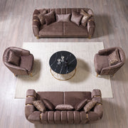 Almira Sofa Collection | Mocha & Gold