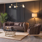 Almira Sofa Collection | Mocha & Gold