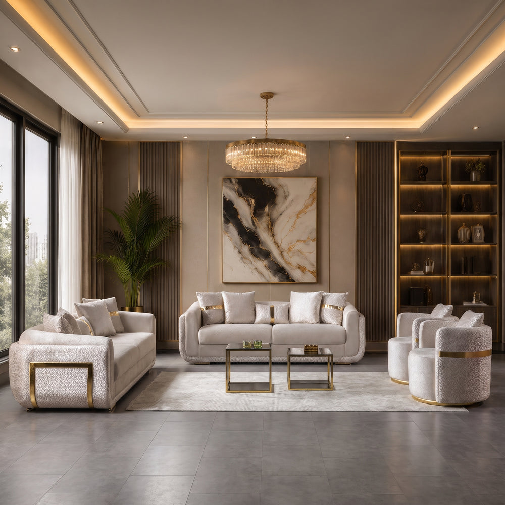Delta Sofa Collection | Cream & Gold