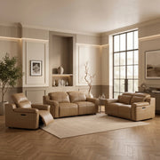 Esabella Luxury Dual Electronic Recliner Leather Sofa Set