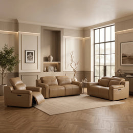 Esabella Luxury Dual Electronic Recliner Leather Sofa Set