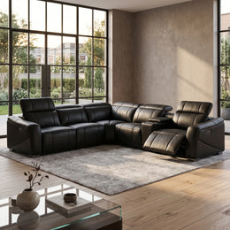 Vellin Modern Corner Electric Recliner Leather Sofa Set