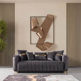 Carlina Black Velvet Sofa