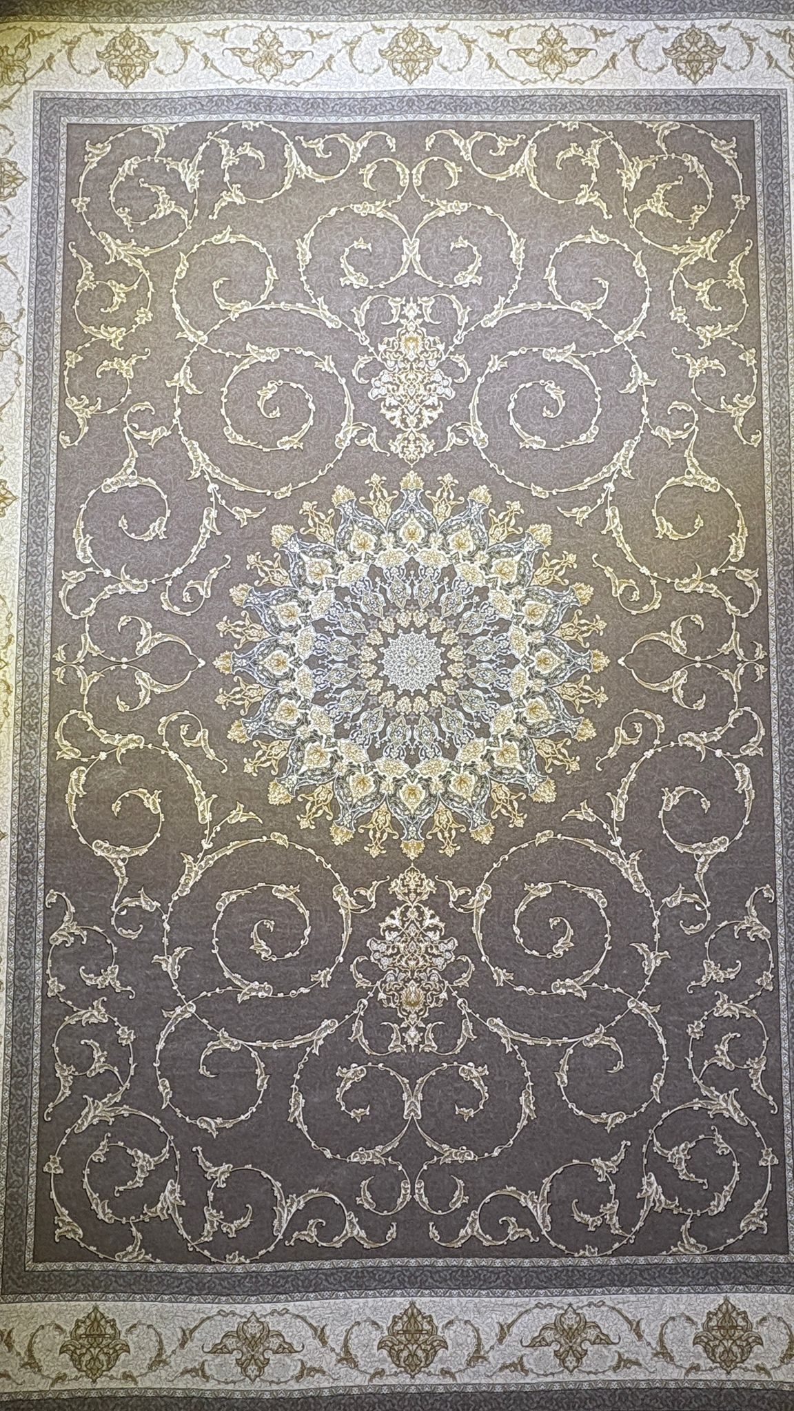 Ornate Brown and Gold Medallion Area Rug