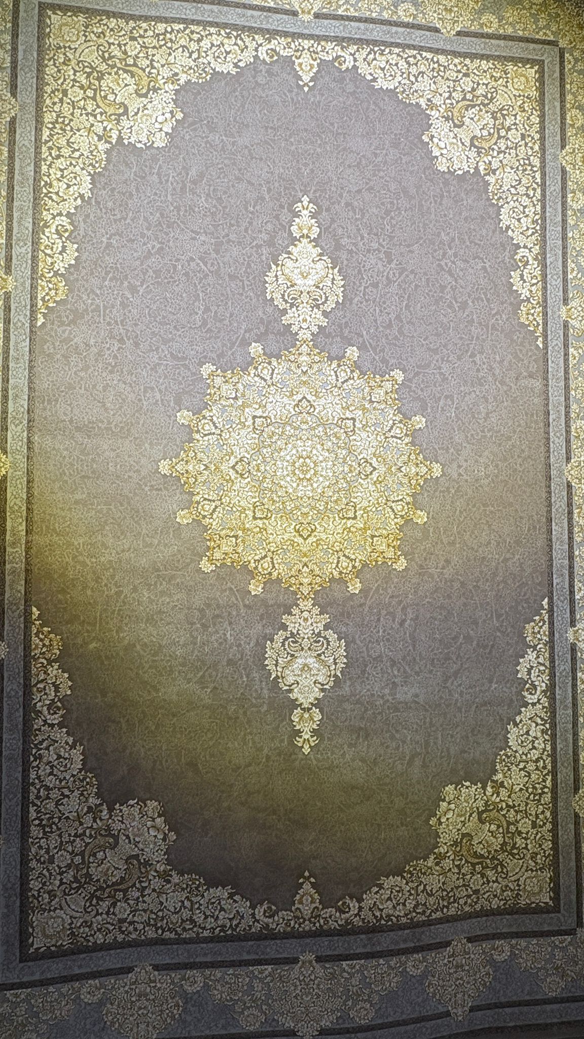 Elegant Grey and Gold Medallion Area Rug