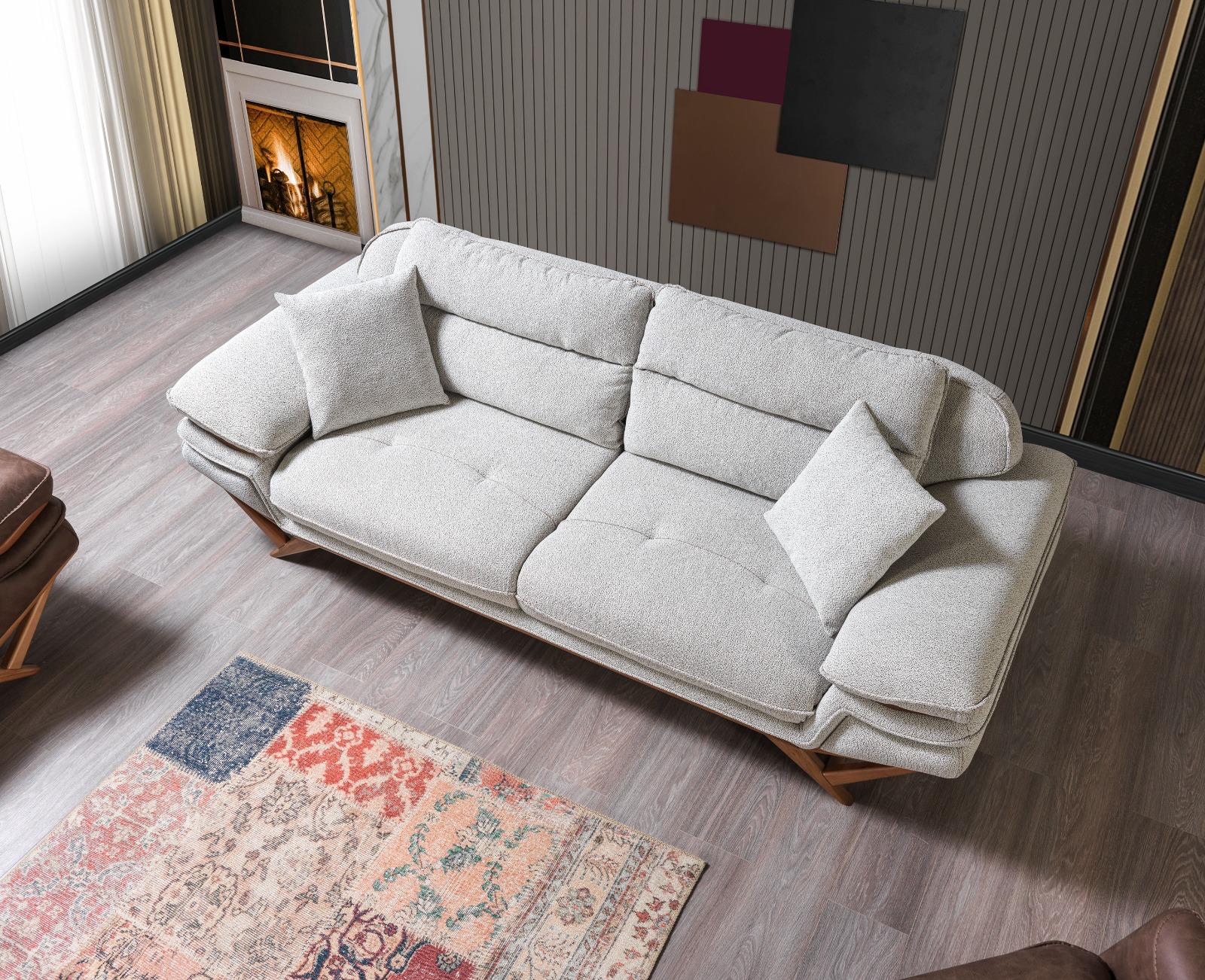 Maserati 8-Seater Contemporary Sofa Set with Exposed Wooden Frame