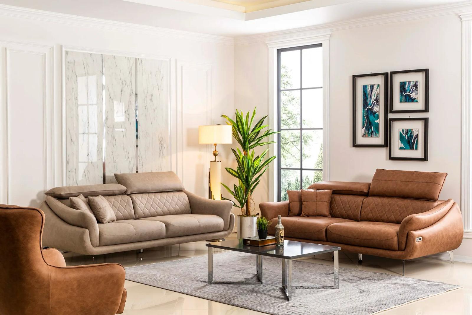 Bravo 8-Seater Contemporary Reclining Sofa Set with Diamond Tufting