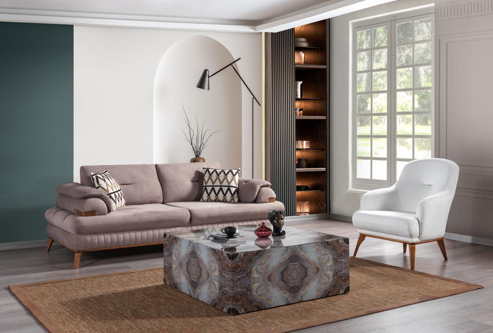  8-Seater Contemporary Turkish Sofa Set in Latte