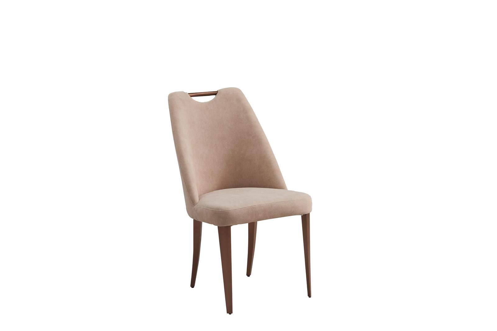Elegant Upholstered Dining Chair with Ergonomic Back and Wooden Legs